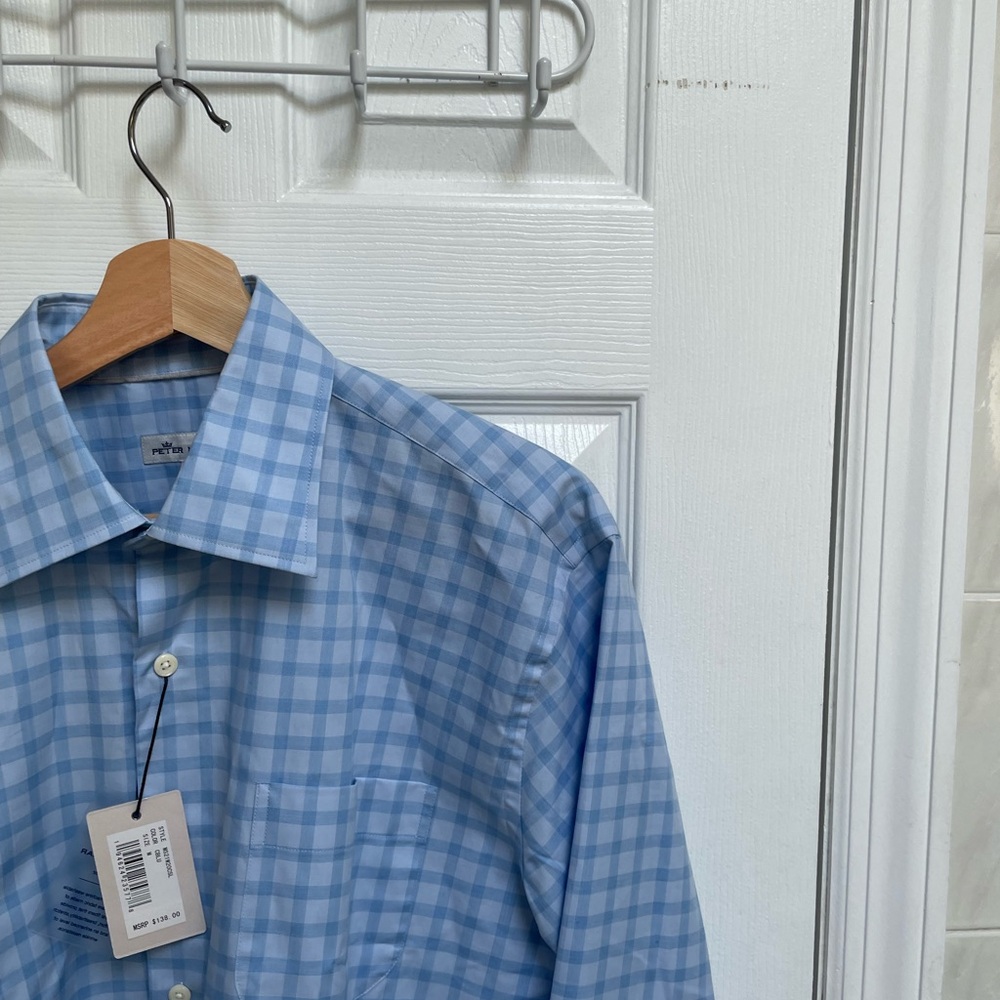 Peter Millar NWT Men's Blue Checkered Shirt